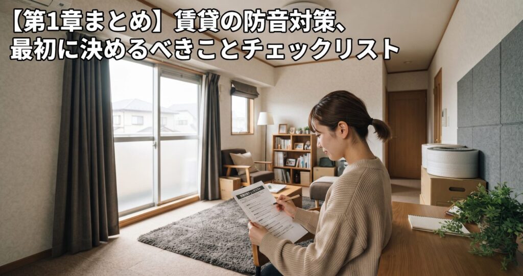 【第1章まとめ】賃貸の防音対策、最初に決めるべきことチェックリスト