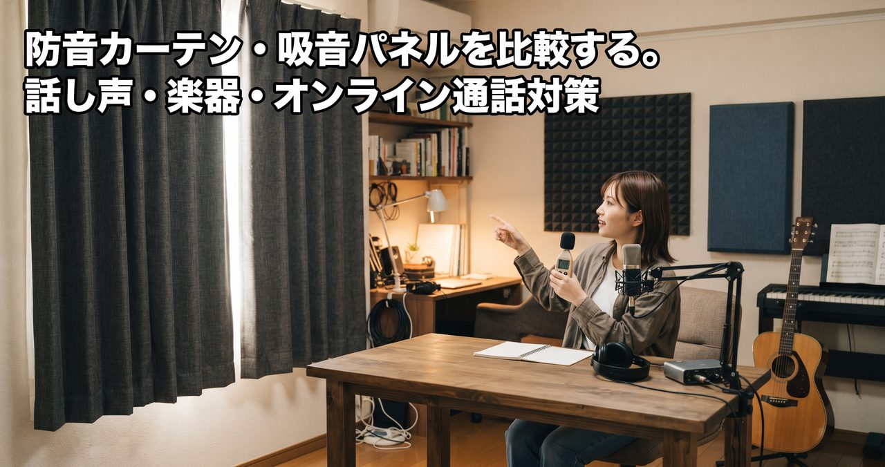 防音カーテン・吸音パネルを比較する。話し声・楽器・オンライン通話対策