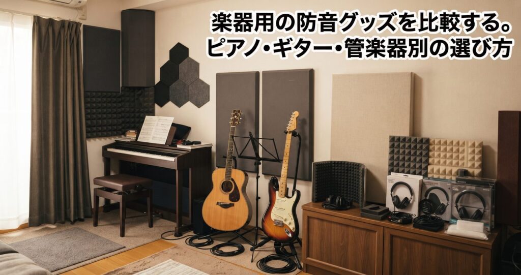楽器用の防音グッズを比較する。ピアノ・ギター・管楽器別の選び方