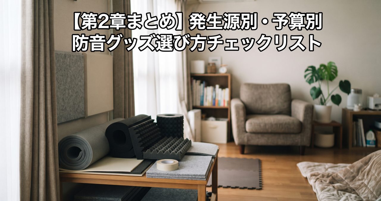 【第2章まとめ】発生源別・予算別 防音グッズ選び方チェックリスト