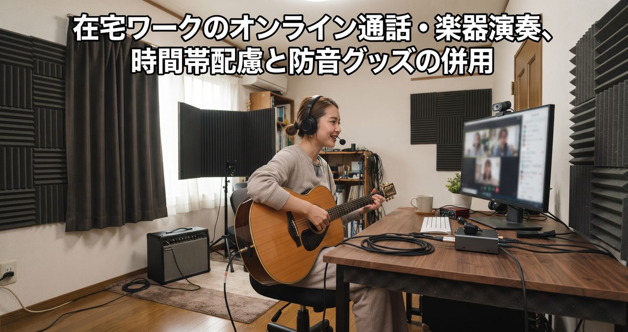 在宅ワークのオンライン通話・楽器演奏、時間帯配慮と防音グッズの併用