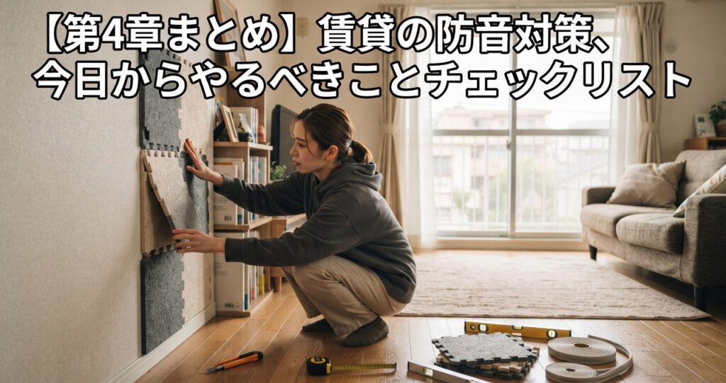 【第4章まとめ】賃貸の防音対策、今日からやるべきことチェックリスト
